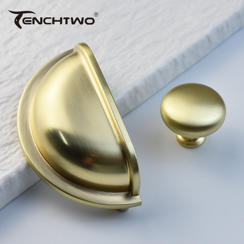 Drawer Pull Gold - Manija de muebles de latón cepillado,